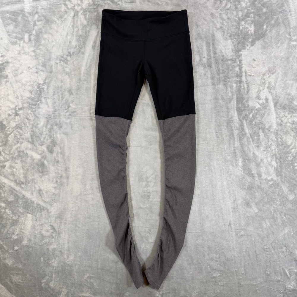 Alo Yoga Goddess Leggings Women's Size S Black Charcoal Heather Ruched Yoga Pant